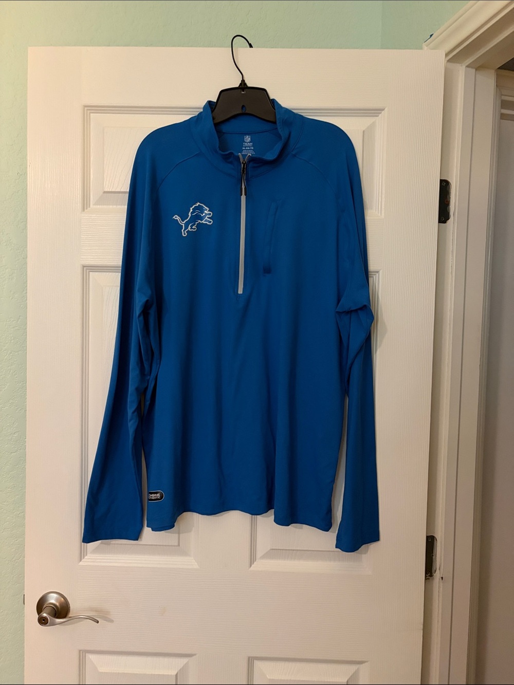 Men's Blue Quarter-Zip Detroit Lions Jacket with Team Logo